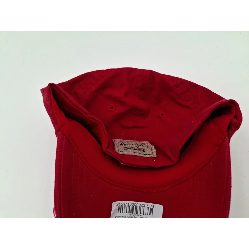 Detroit Red Wings Retro Brand Red Worn Vintage Flexfit Slouch Hat S/M, New